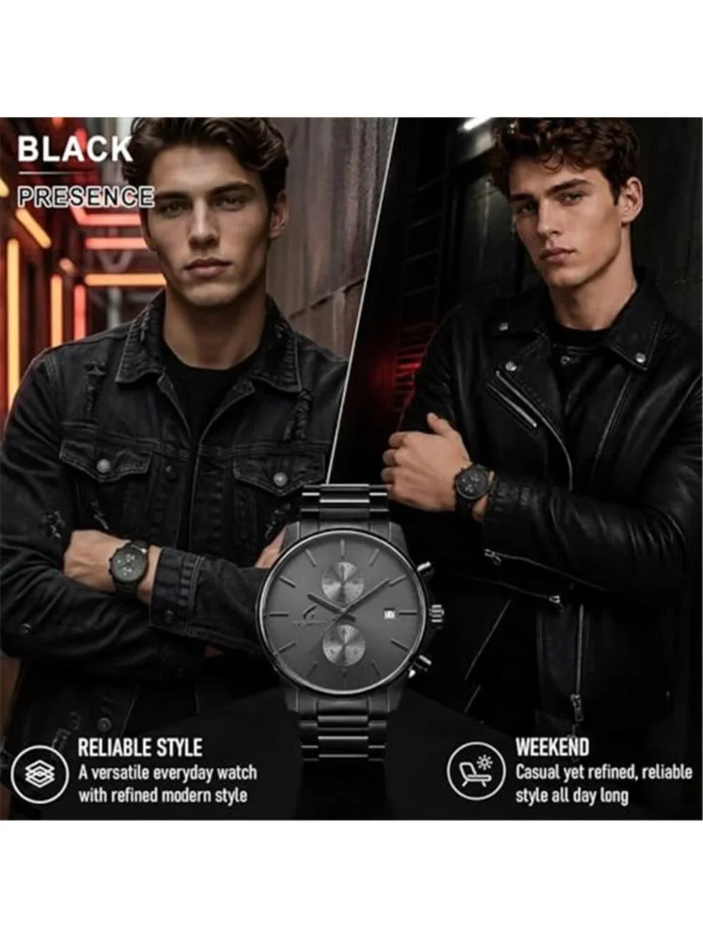 Stylish Stainless Steel Men's Watches with Functional Chronograph Subdials